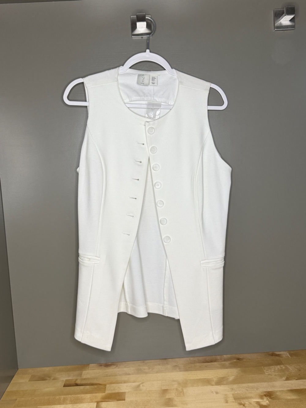 Joie Ivory Round-Neck Buttoned Vest